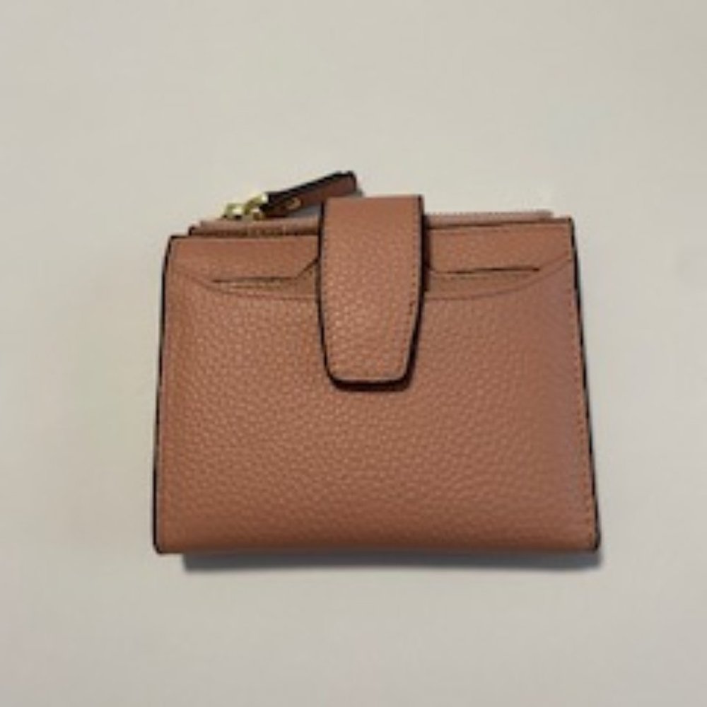 Women's RFID Blocking Leather Small Compact Bi-fold Zipper Pocket Wallet NWOT